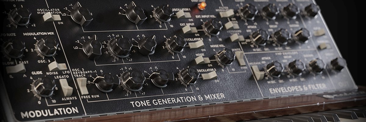 authentic emulation of minimoog mdel d synthesizer