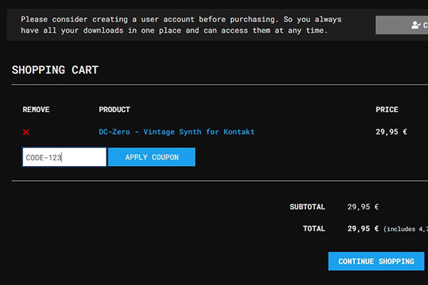 article about how to add and redeem vouchers in the CFA-Sound shop