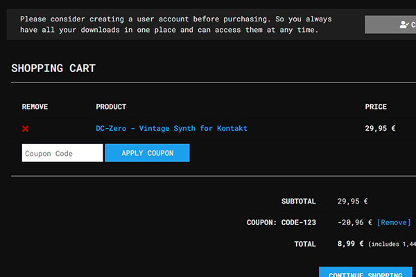 article about how to add and redeem vouchers in the CFA-Sound shop