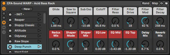 CFA-Sound WARP - Acid Bass Rack for Ableton Live